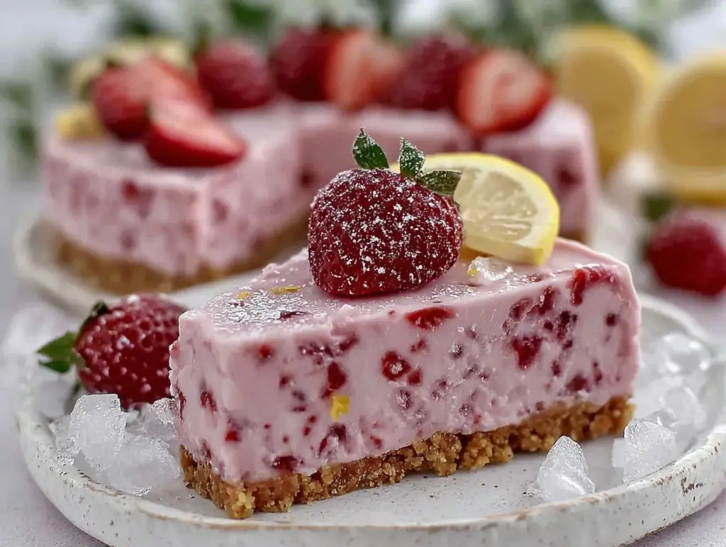 frozen strawberry lemonade pie - featured image