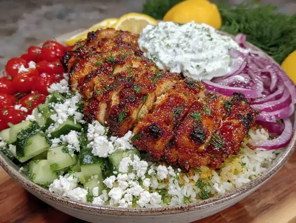Greek chicken gyro bowl - featured image