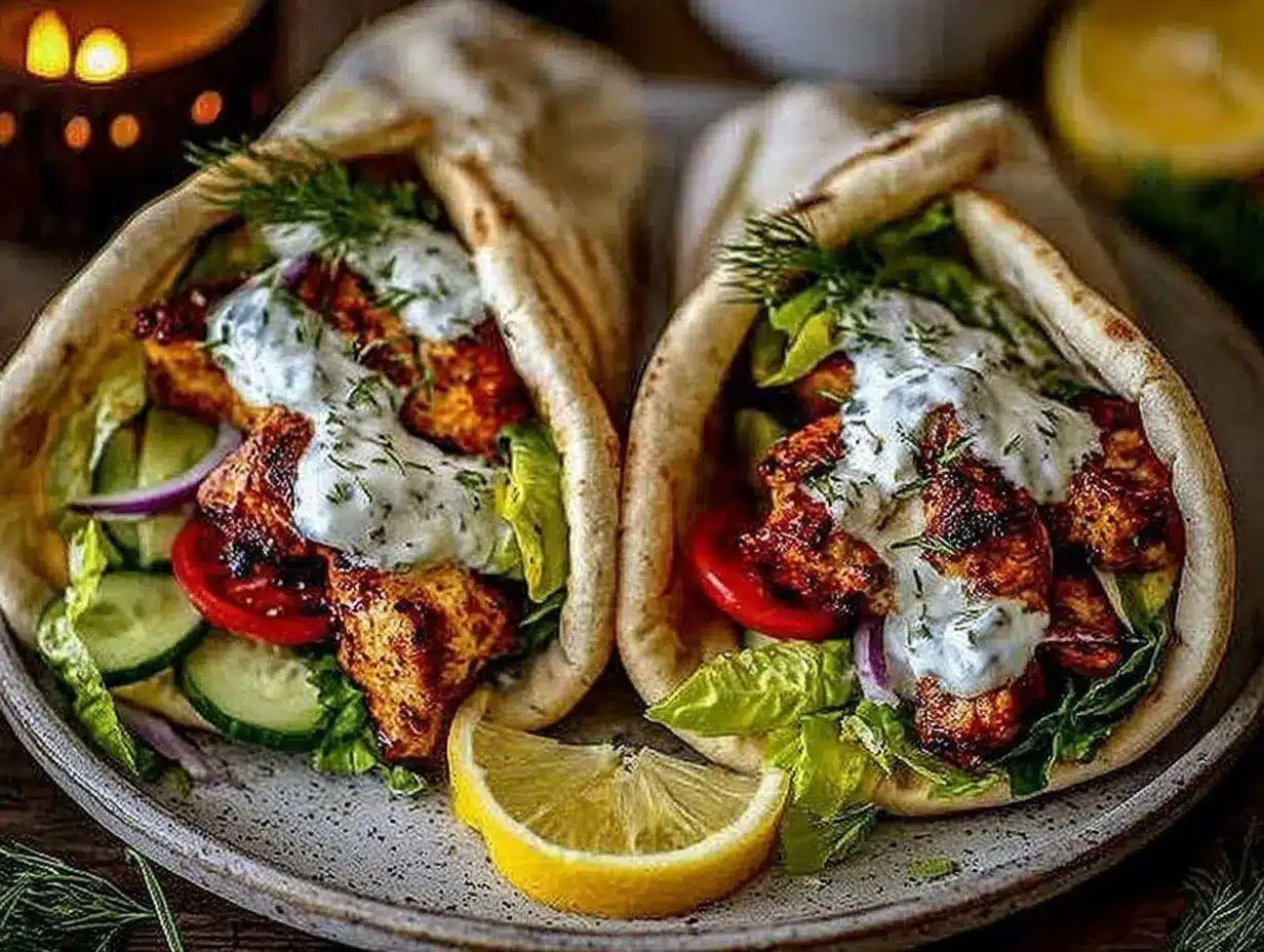 Greek souvlaki pita wraps preparation steps