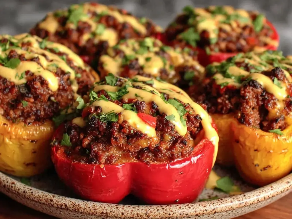 ground beef taco stuffed bell peppers - featured image