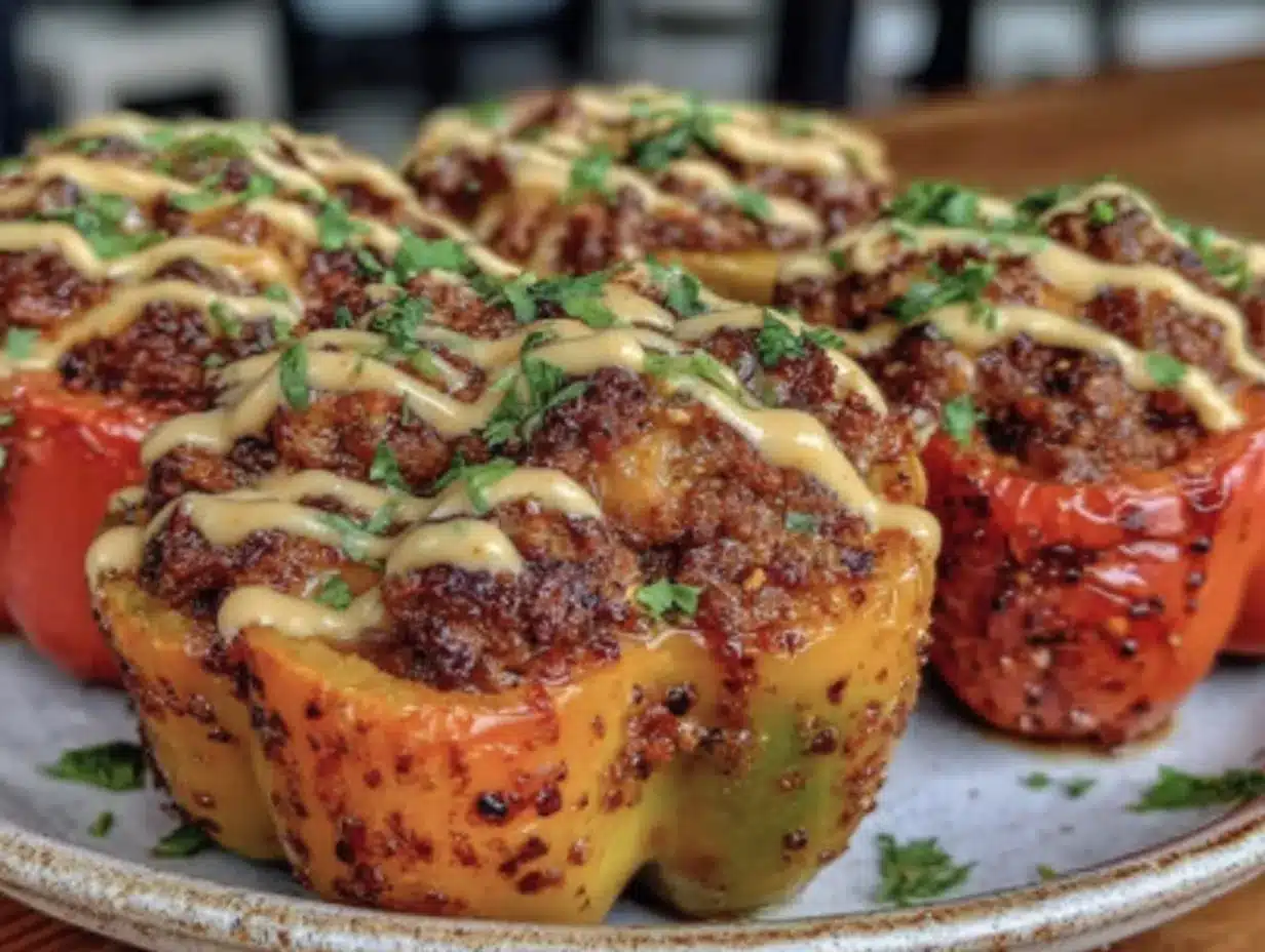ground beef taco stuffed bell peppers preparation steps