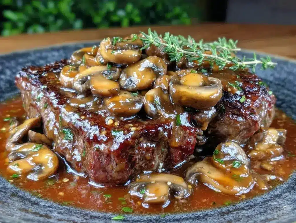 hamburger steak with mushroom gravy - featured image