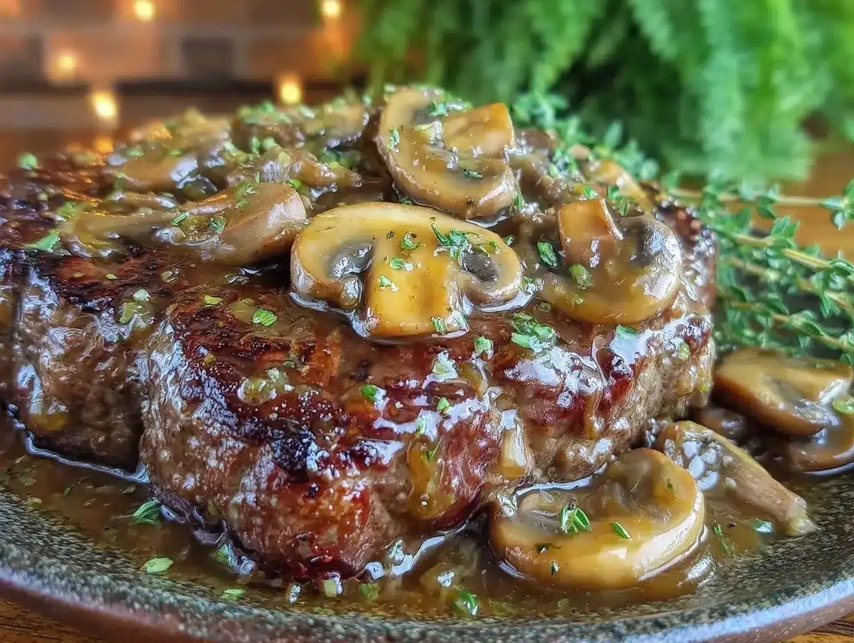 hamburger steak with mushroom gravy preparation steps