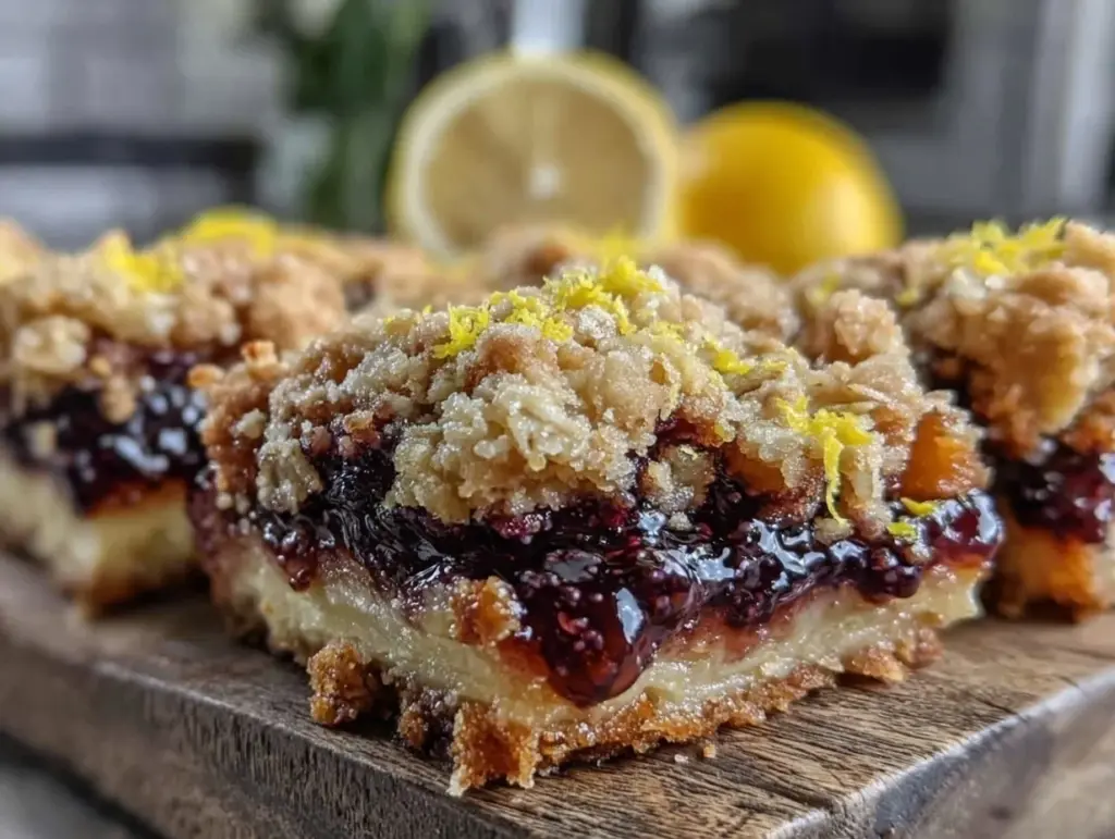 homemade mulberry crumble bars - featured image