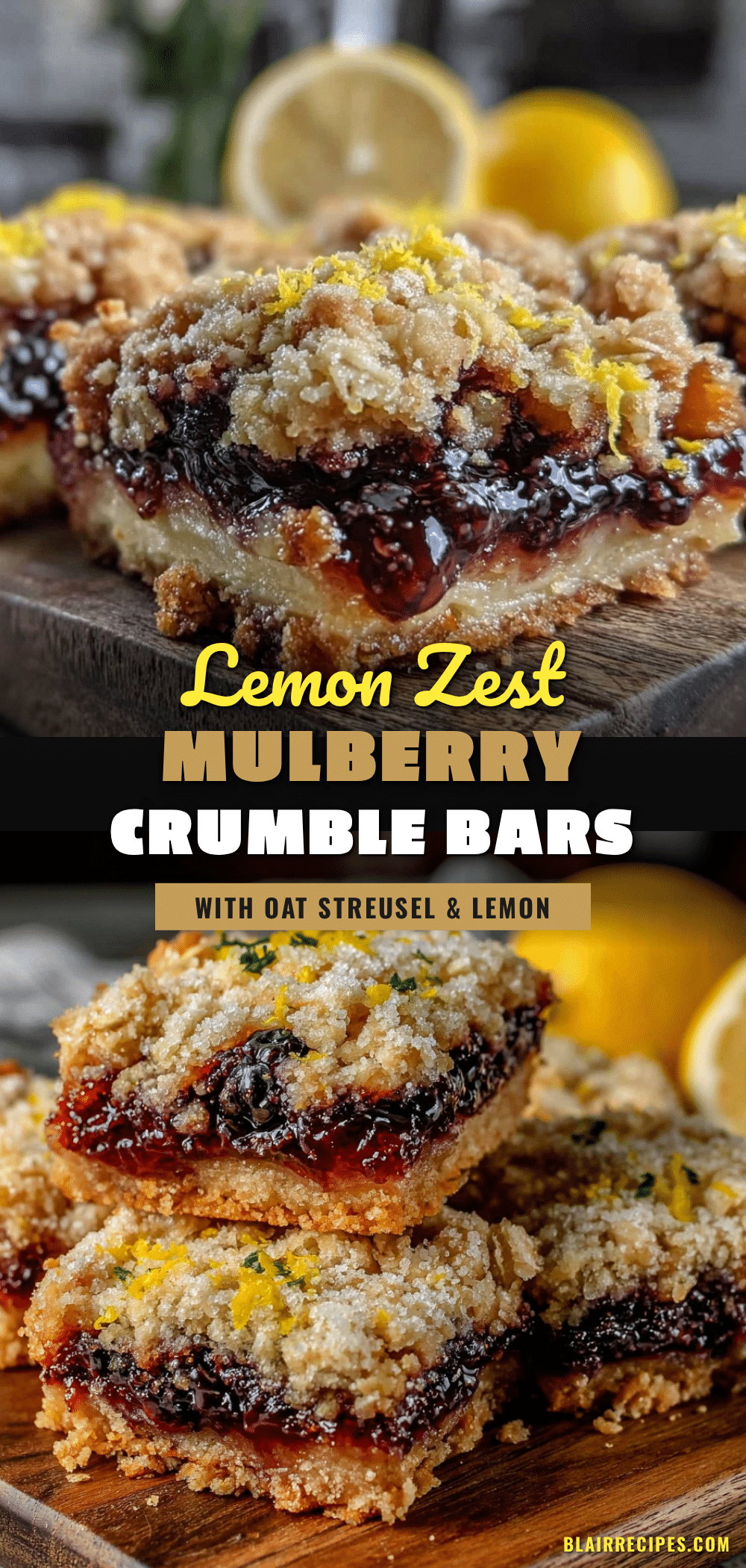 homemade mulberry crumble bars recipe