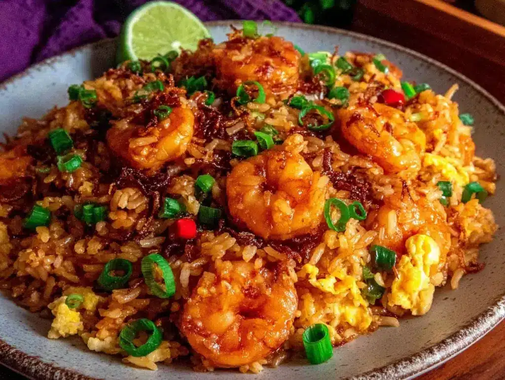 Indonesian Nasi Goreng fried rice with shrimp - featured image