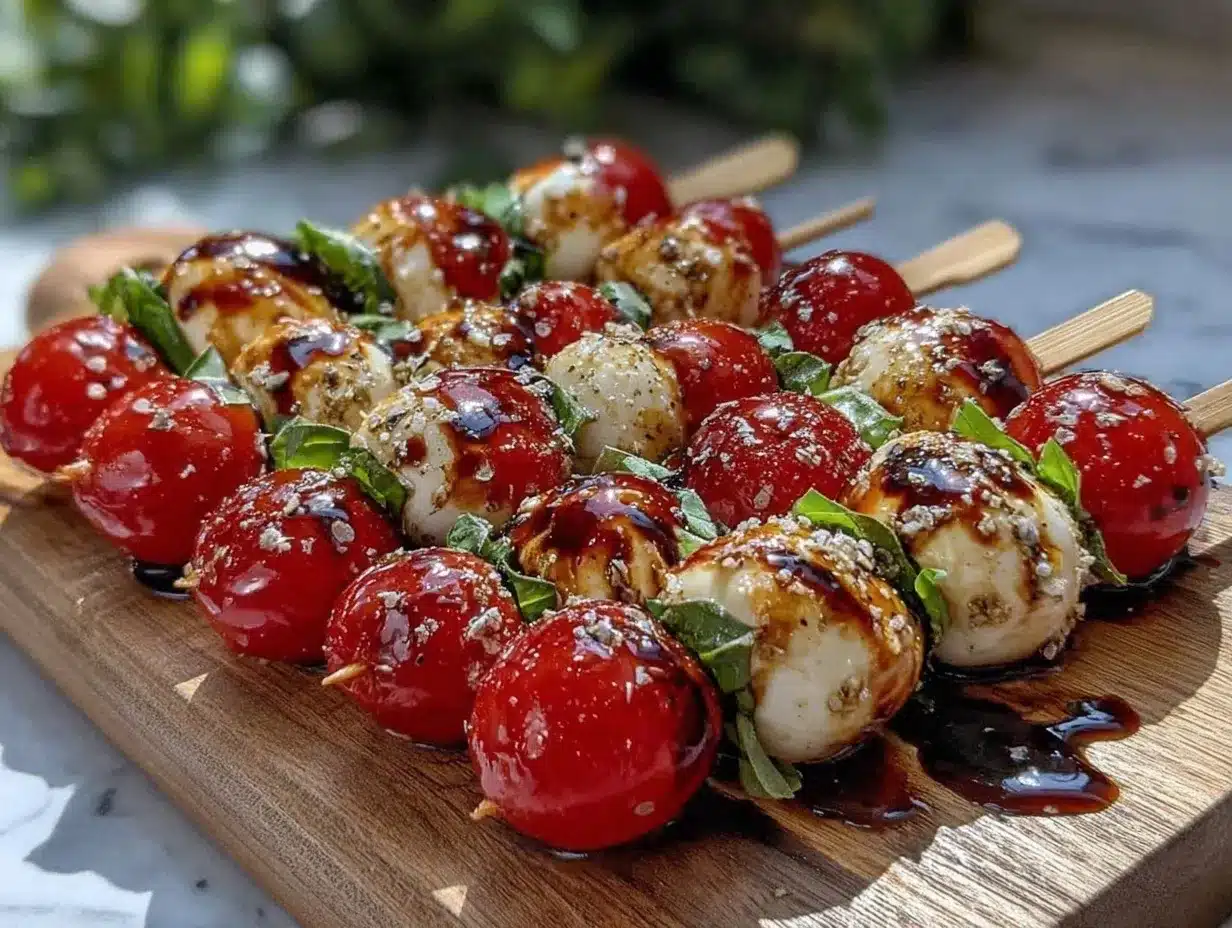 Italian Insalata Caprese Skewers preparation steps
