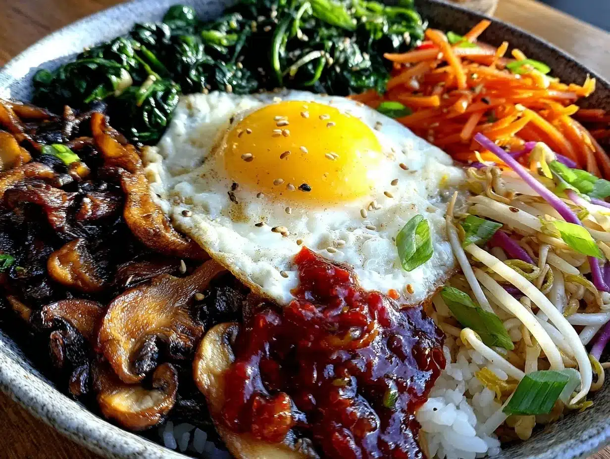 Korean bibimbap bowl preparation steps