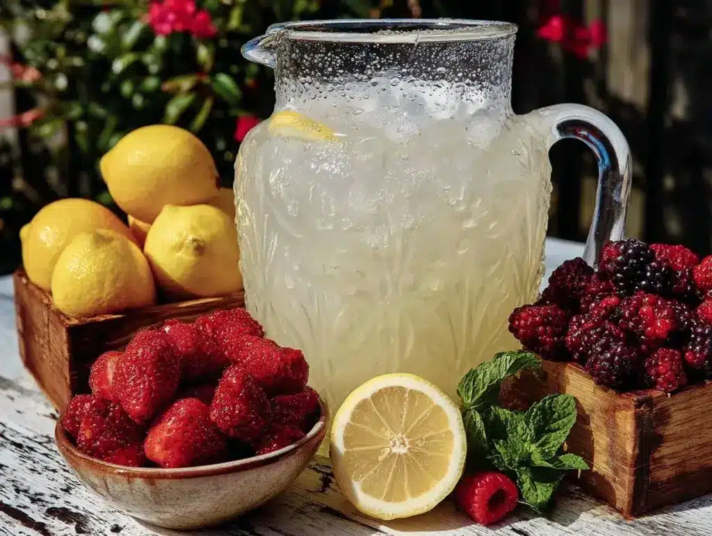 lemonade bar with fresh fruit - featured image
