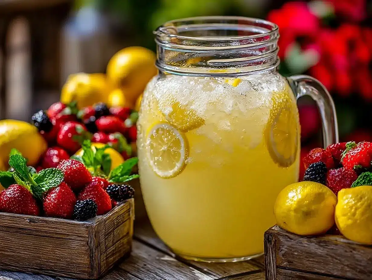 lemonade bar with fresh fruit preparation steps