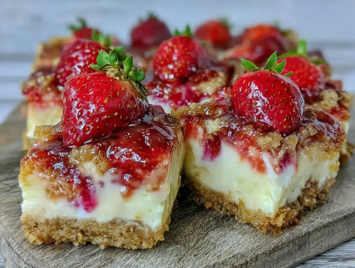 no-bake strawberry cheesecake bars preparation steps