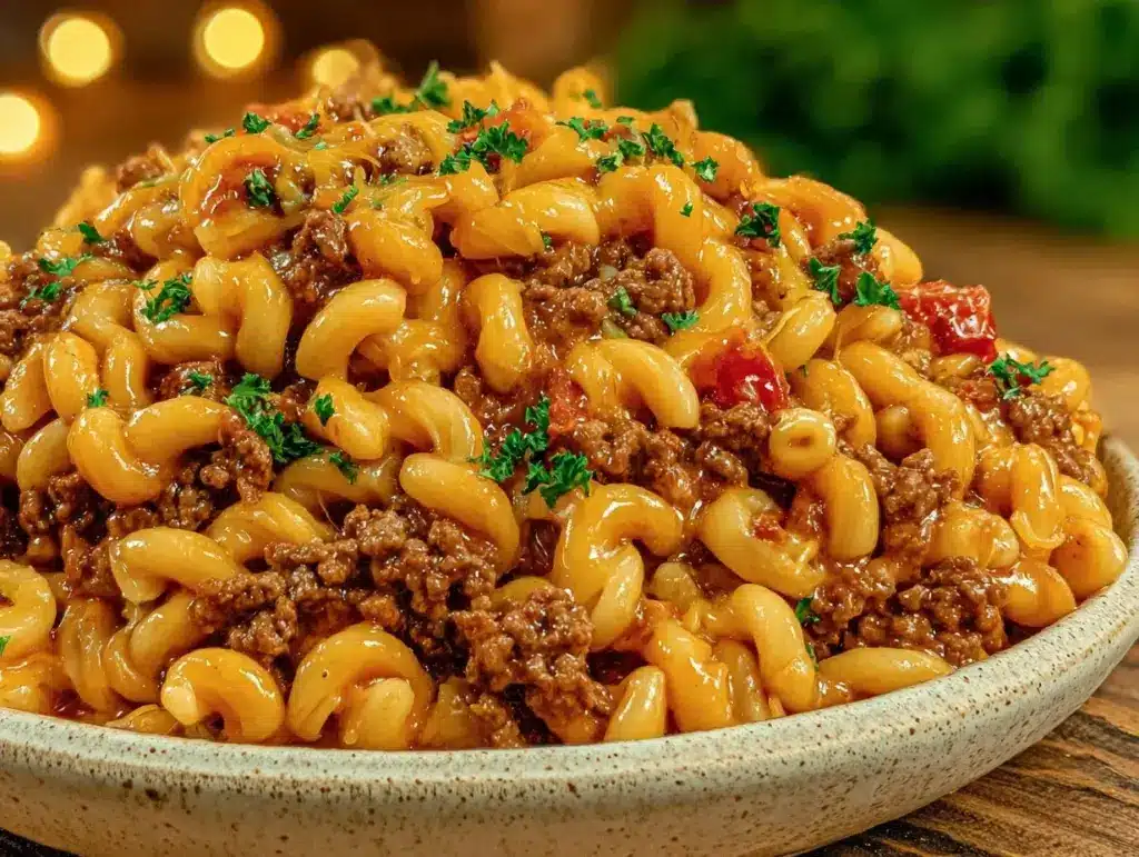 one-pot cheeseburger pasta - featured image