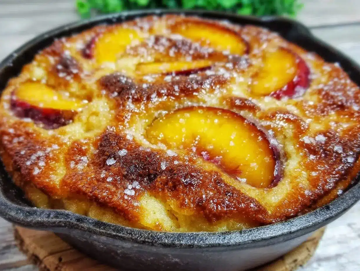 peach cobbler in cast iron preparation steps