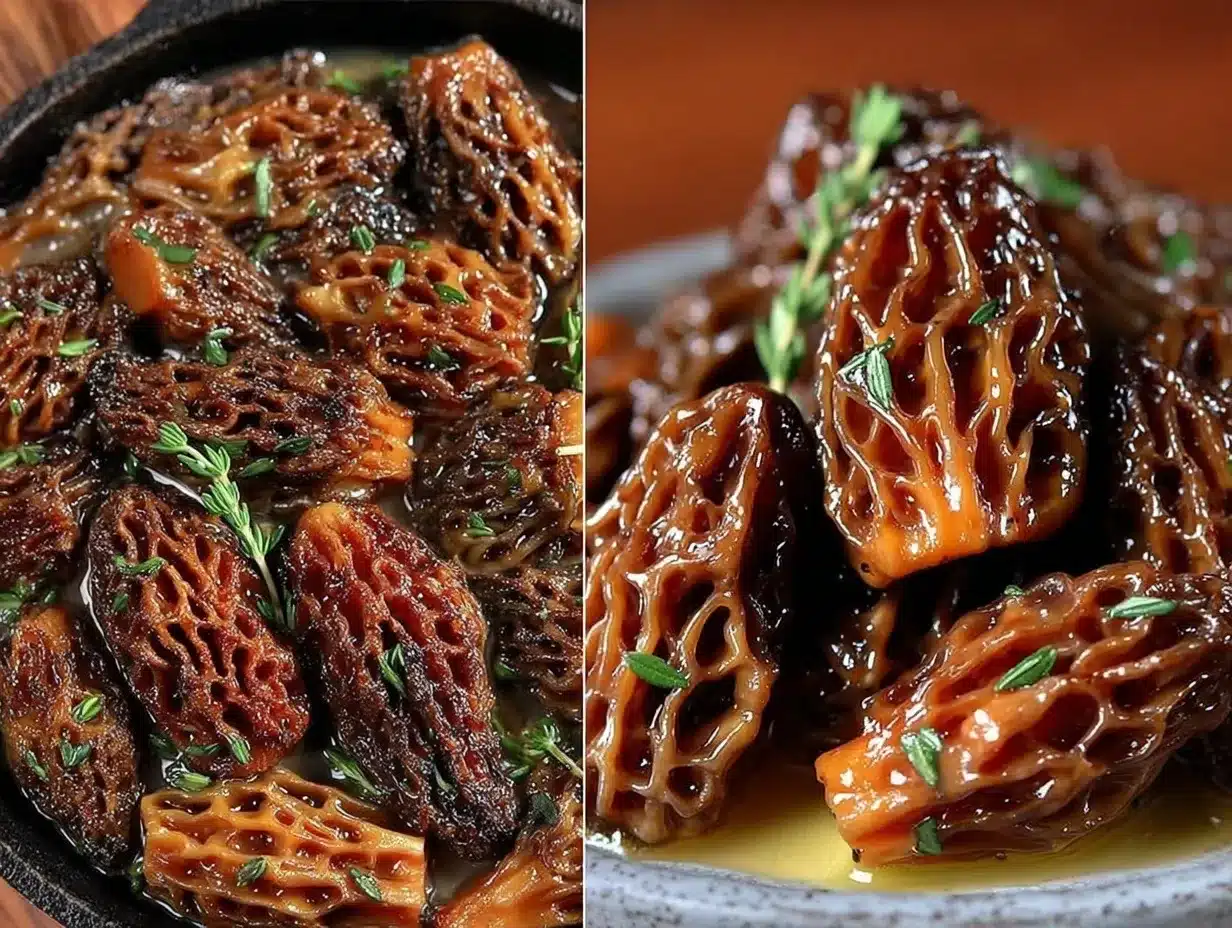 sautéed morel mushrooms in butter preparation steps