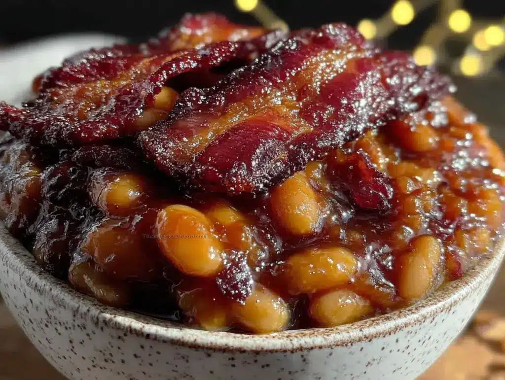 savory crockpot baked beans - featured image