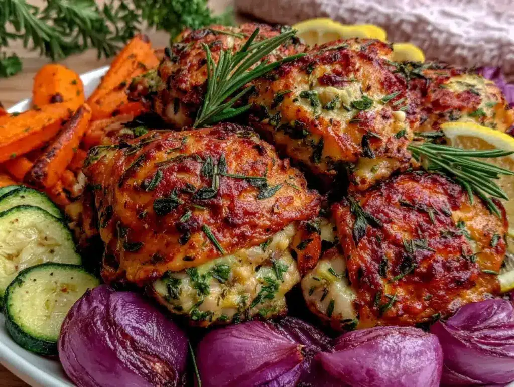 sheet pan lemon herb chicken and veggies - featured image