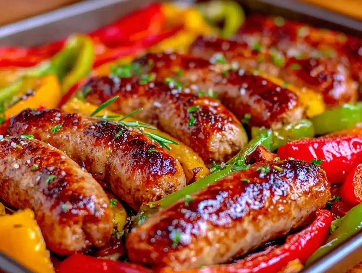 sheet pan sausage and peppers preparation steps