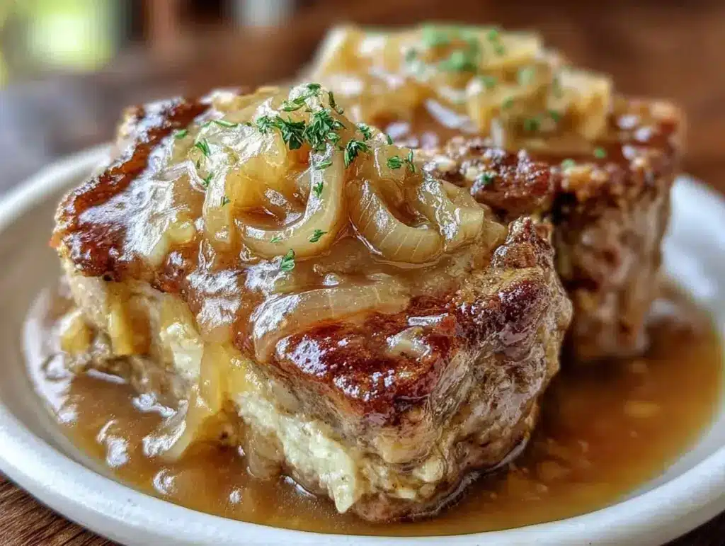 smothered pork chops with onion gravy - featured image