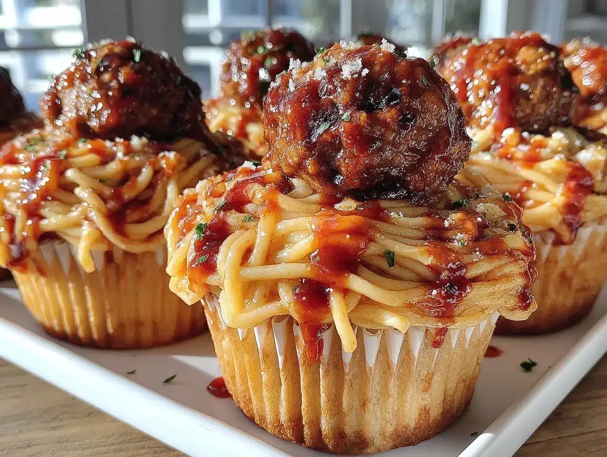 spaghetti and meatball cupcakes preparation steps