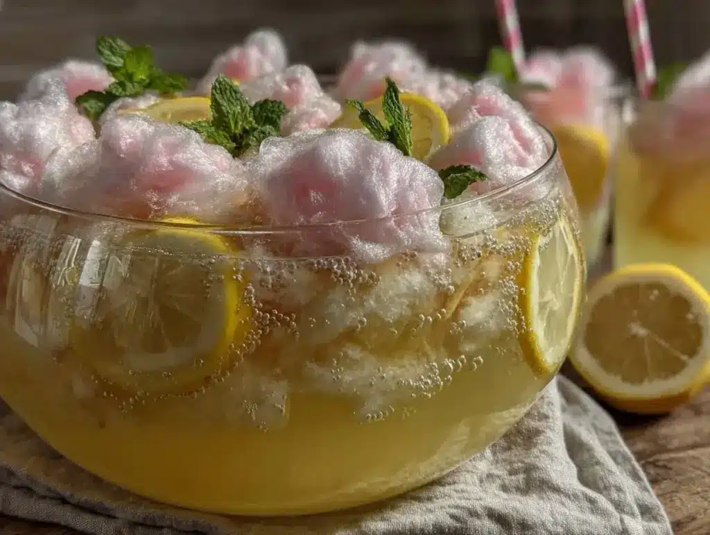 sparkling cotton candy lemonade punch - featured image