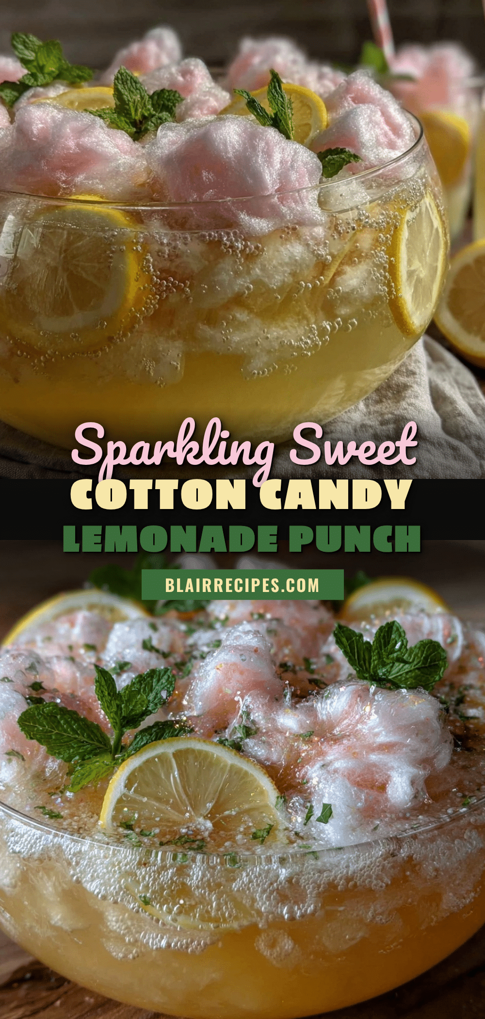 sparkling cotton candy lemonade punch recipe