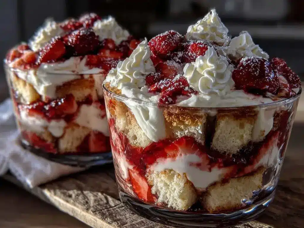 strawberry angel food cake trifle - featured image