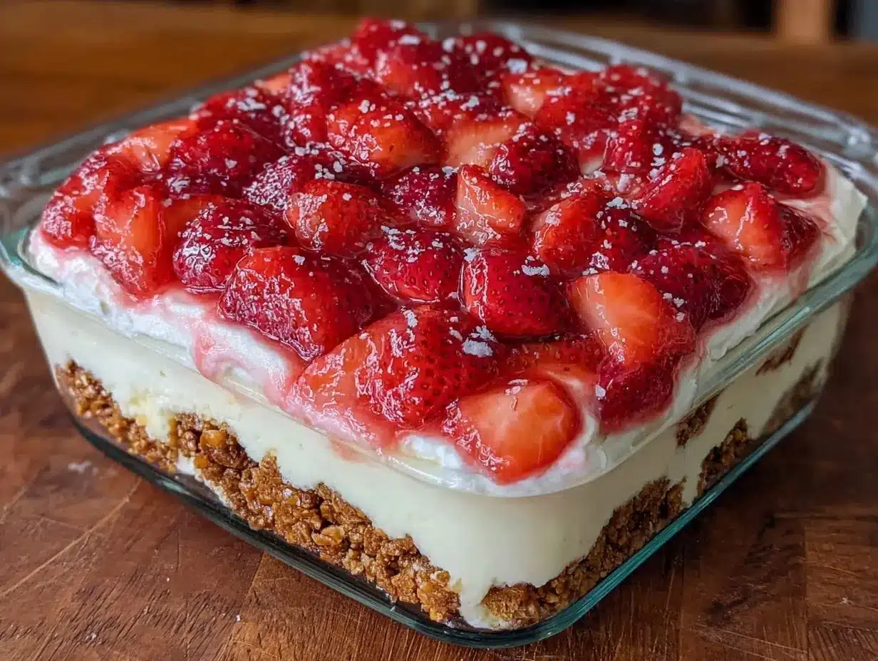strawberry pretzel salad dessert preparation steps