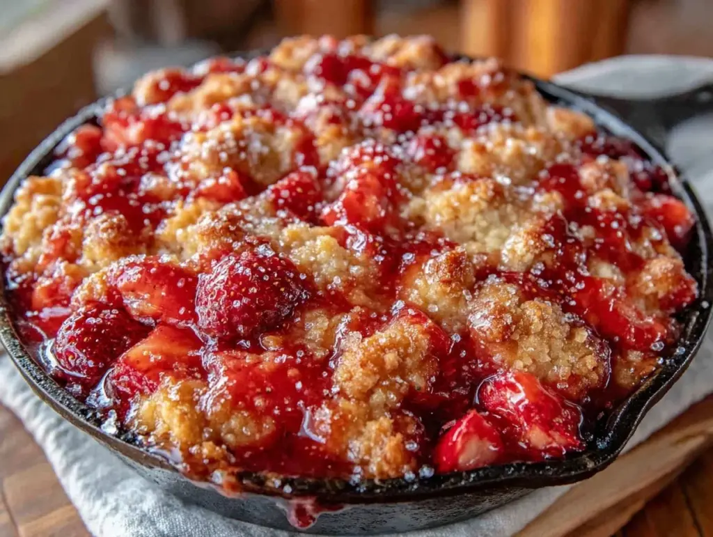 strawberry rhubarb crumble - featured image