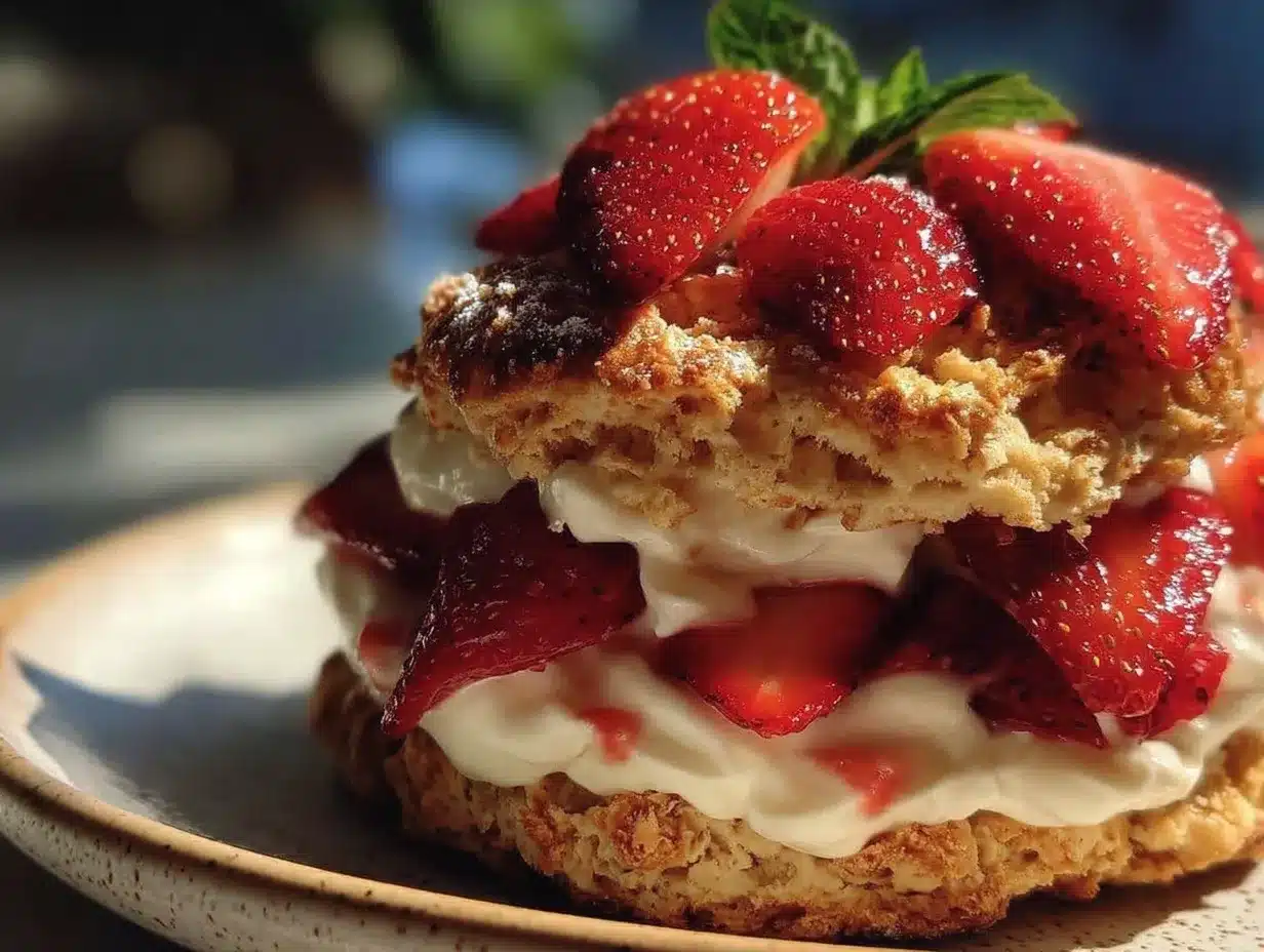 strawberry shortcake with homemade biscuits preparation steps