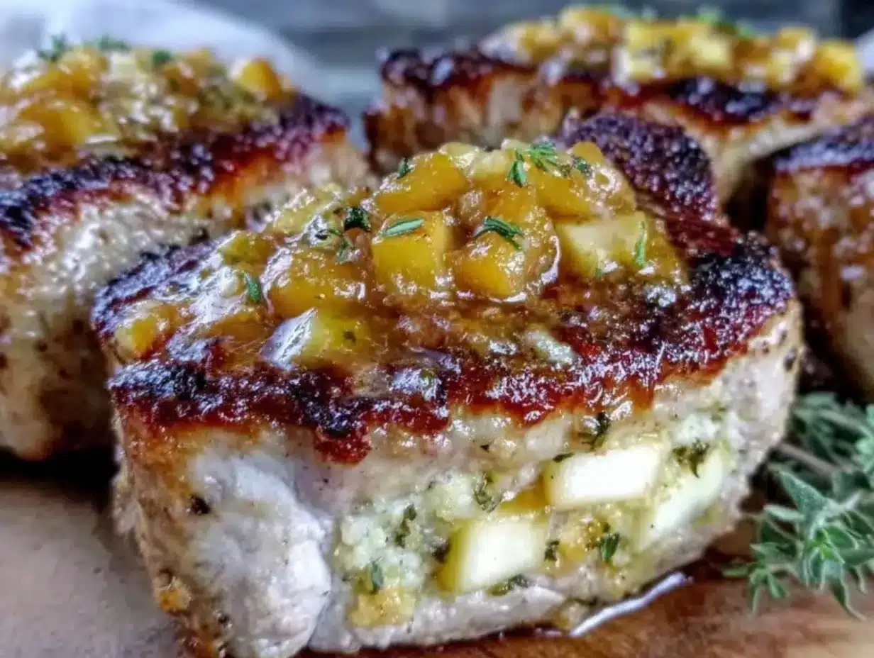 stuffed pork chops with apple stuffing preparation steps