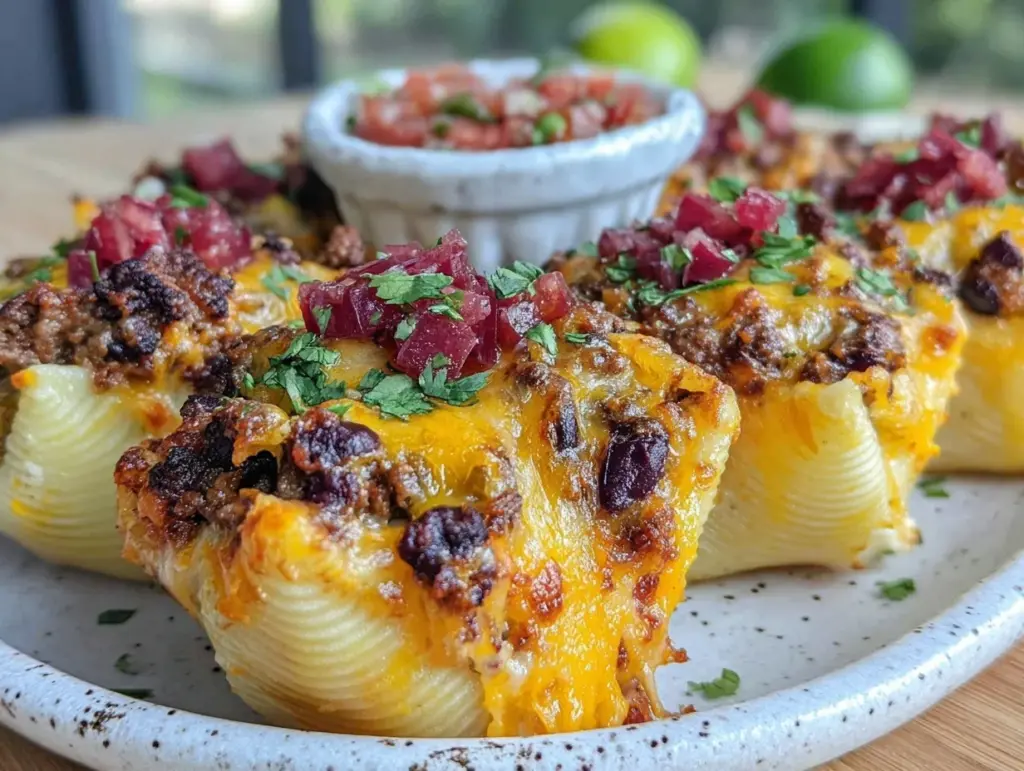 taco stuffed shells with cheese - featured image