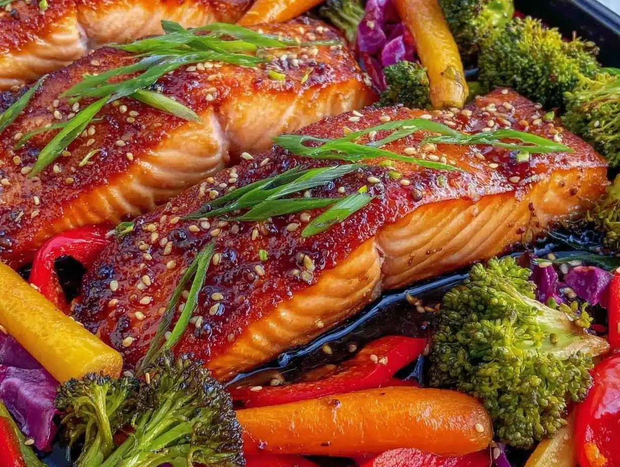 teriyaki salmon sheet pan dinner preparation steps