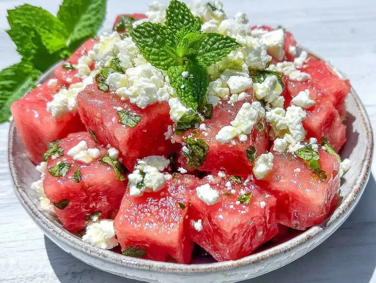 watermelon feta mint salad preparation steps