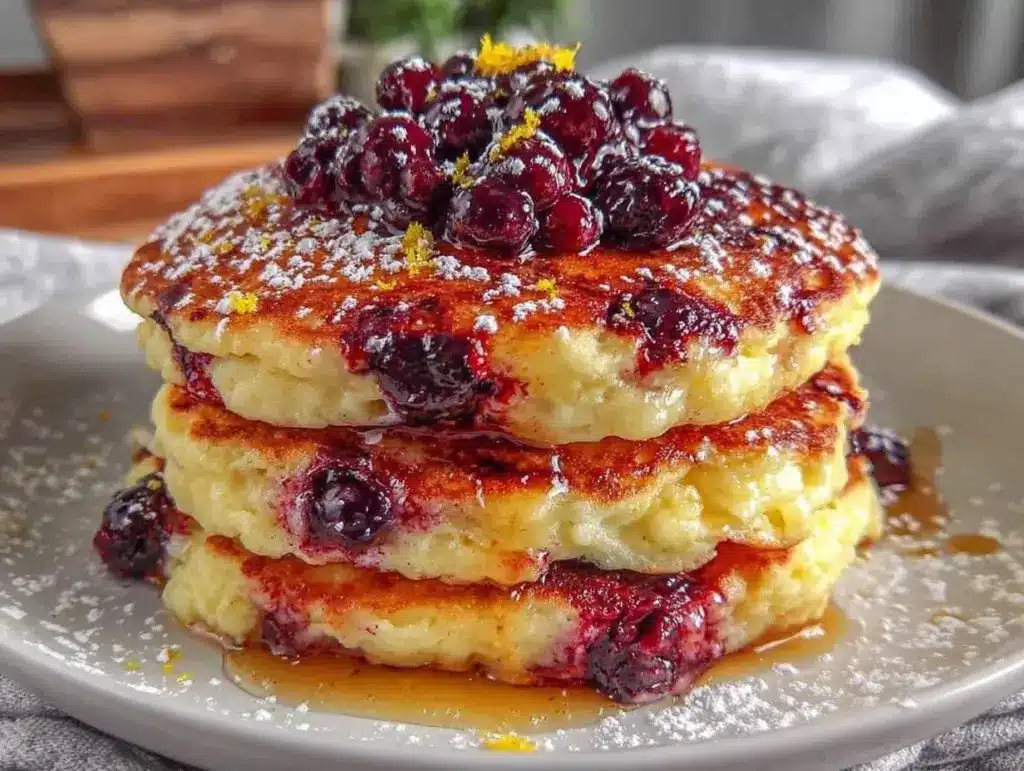 blueberry lemon ricotta pancakes - featured image