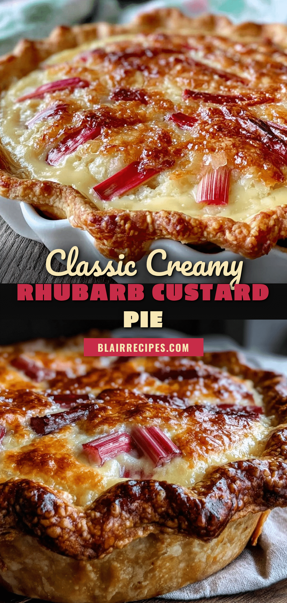 classic homemade rhubarb custard pie recipe