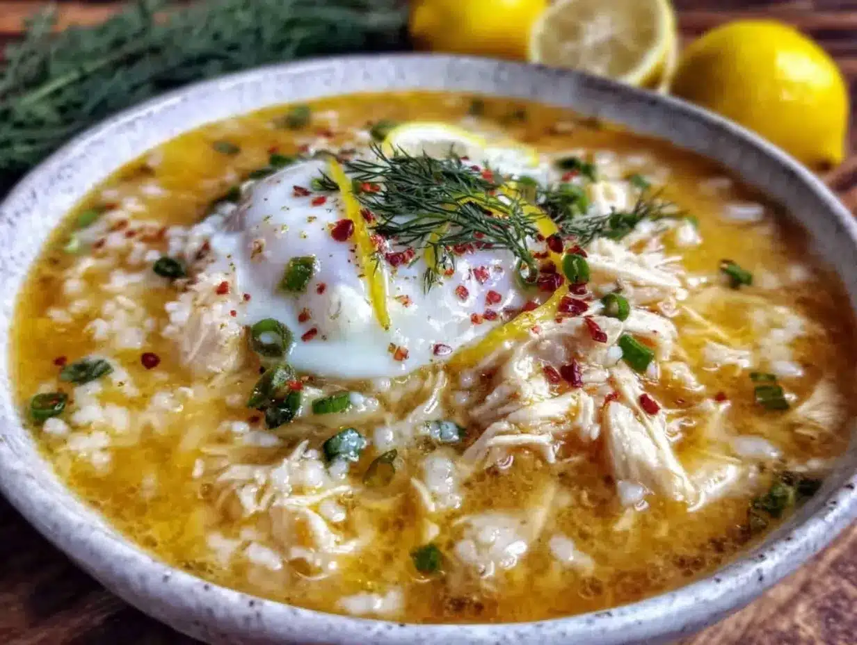 creamy Greek lemon chicken soup preparation steps
