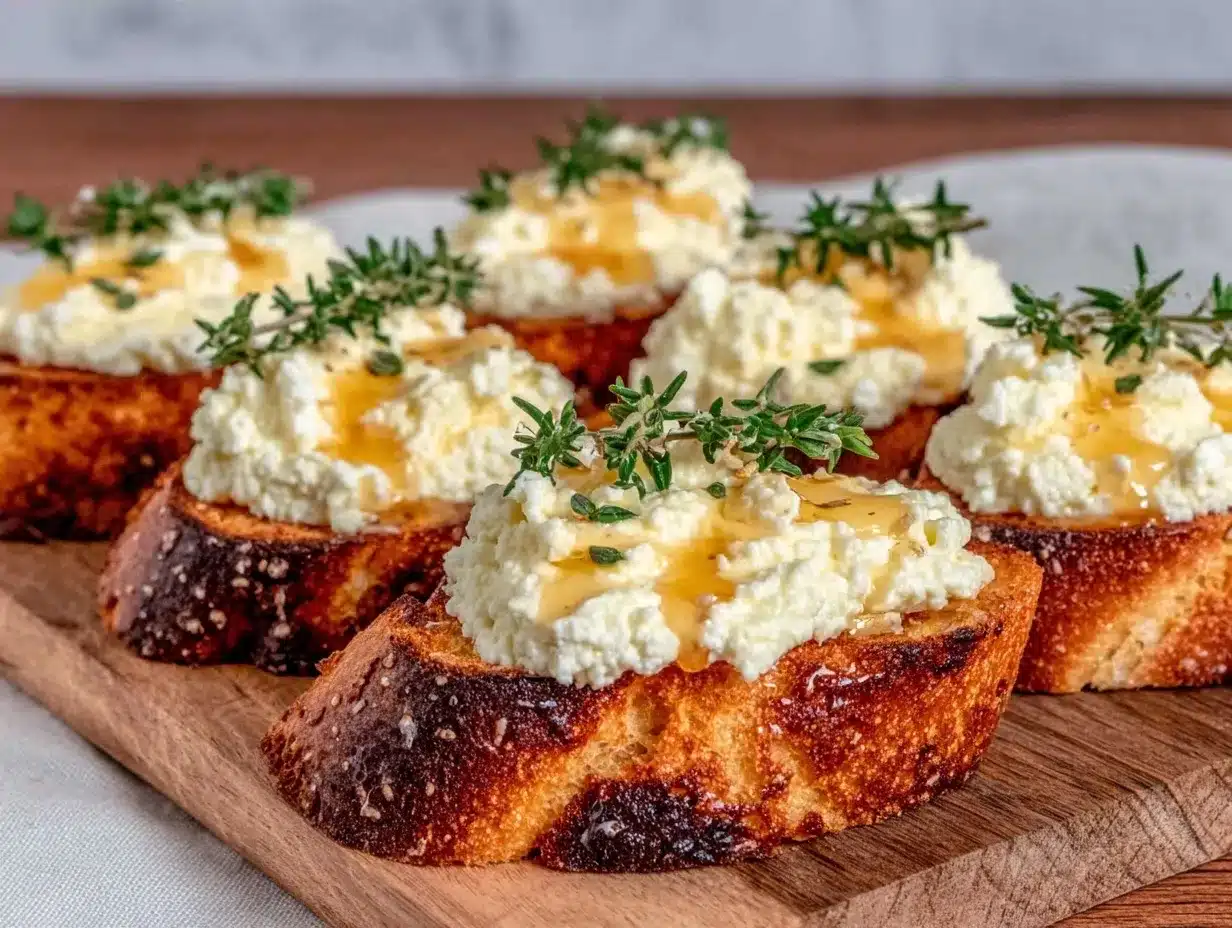 creamy whipped feta crostini preparation steps