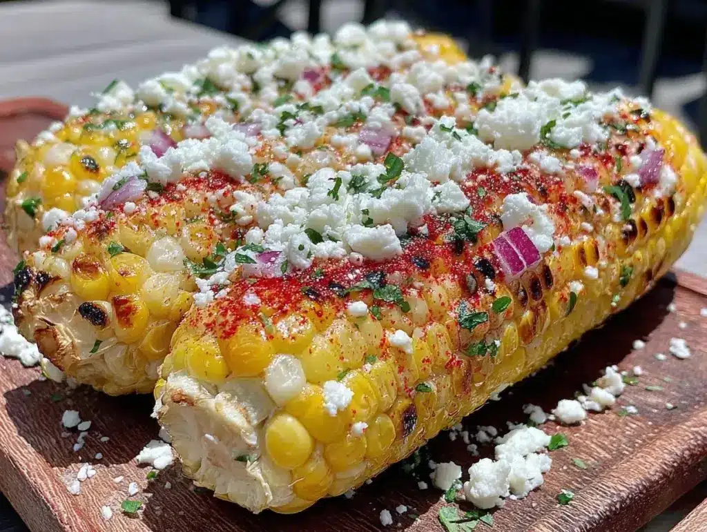 crispy grilled street corn on the cob with cotija - featured image