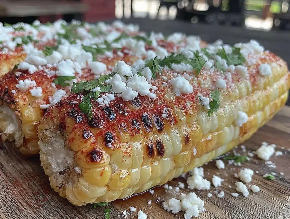 crispy grilled street corn on the cob with cotija preparation steps