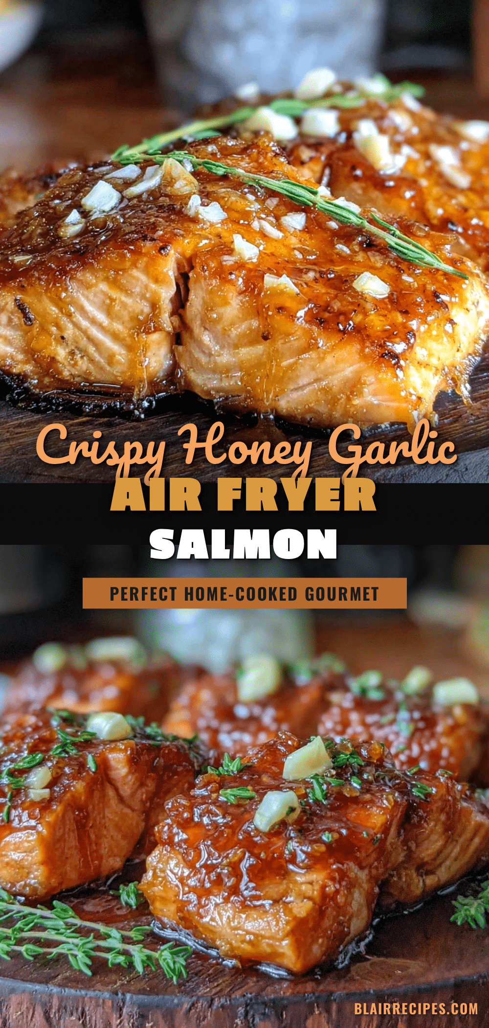 crispy honey garlic glazed salmon air fryer recipe