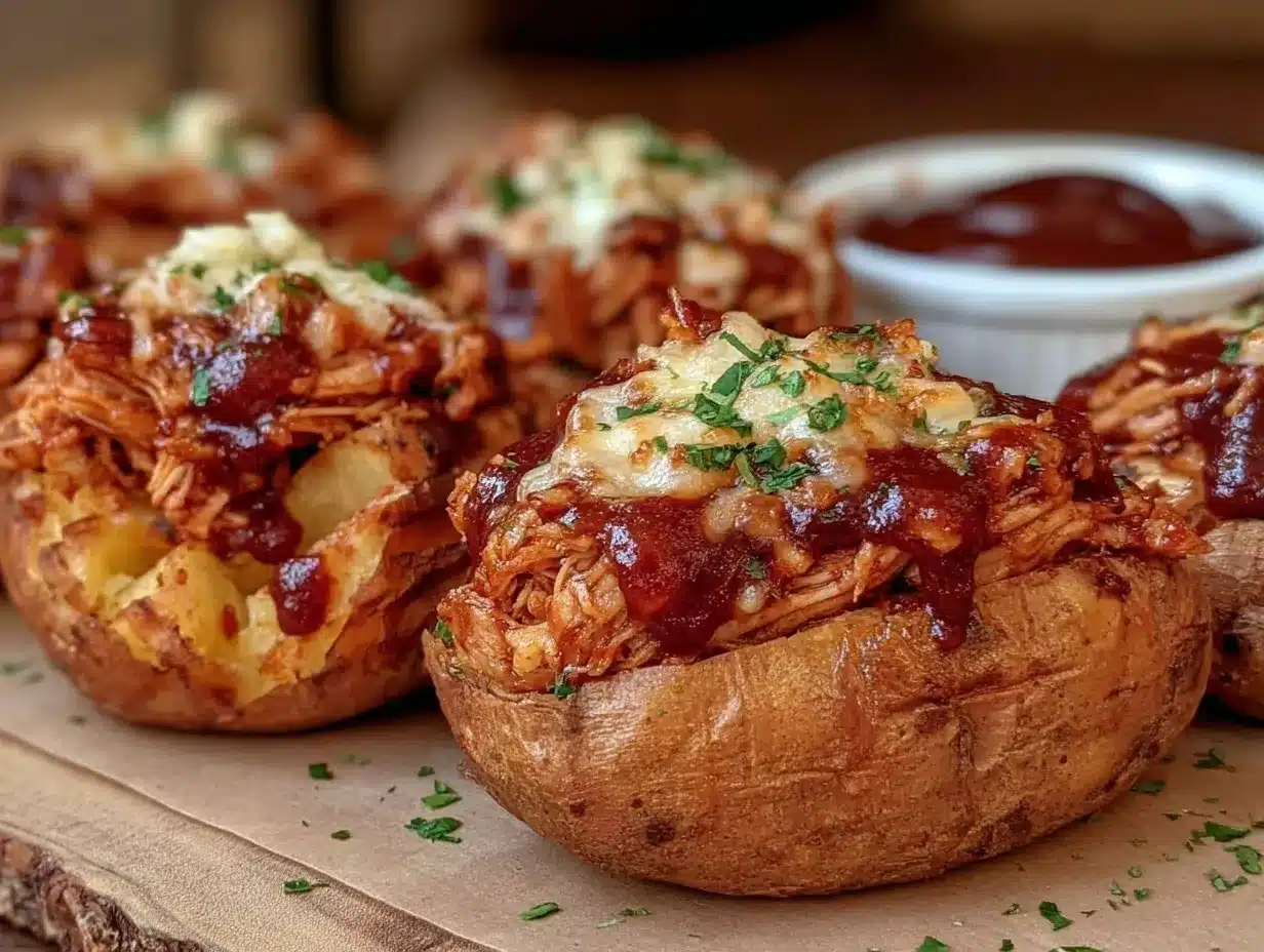 crockpot bbq chicken stuffed sweet potatoes preparation steps