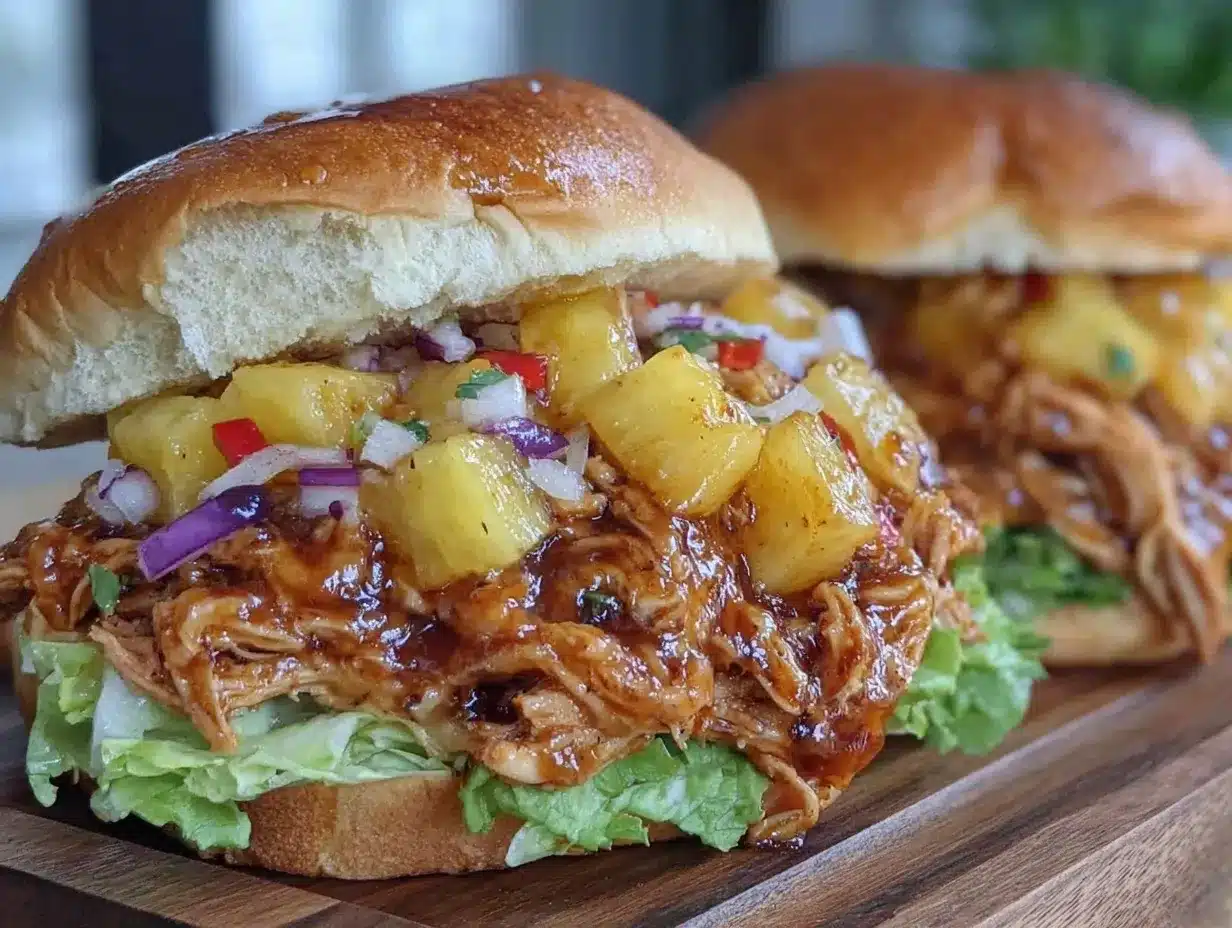 crockpot hawaiian chicken sandwiches preparation steps
