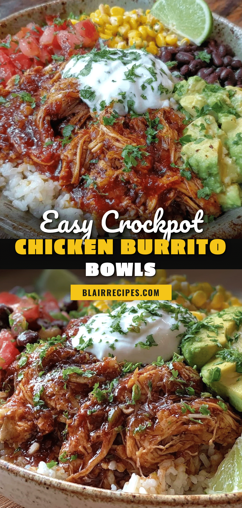 easy crockpot chicken burrito bowl recipe