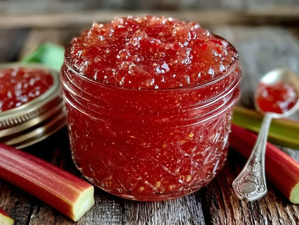 easy homemade rhubarb jam without pectin - featured image
