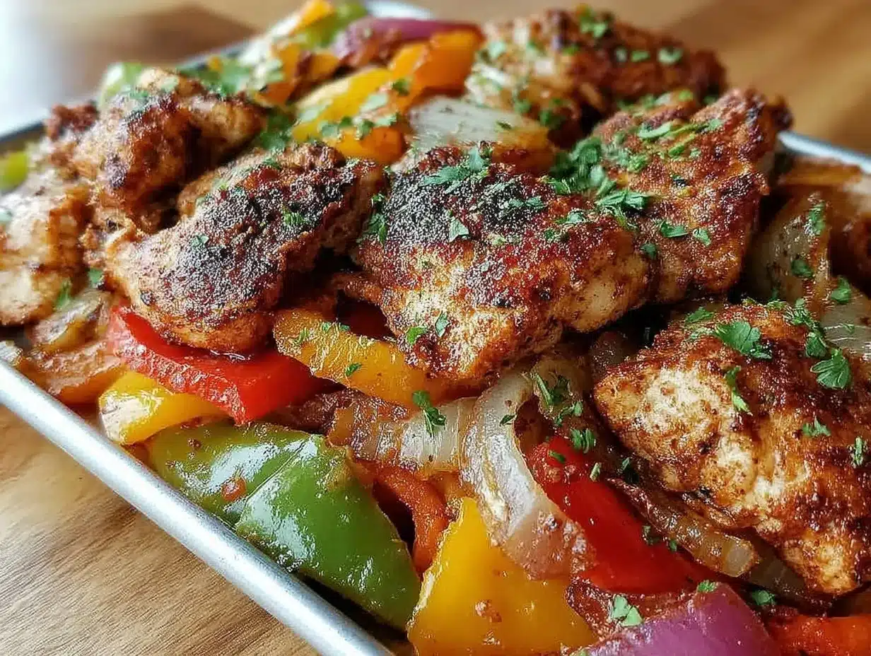 easy sheet pan chicken fajitas preparation steps