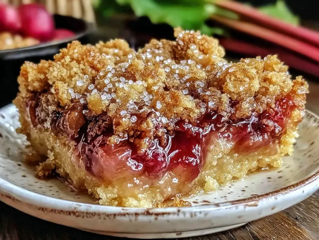 easy tangy rhubarb dump cake - featured image