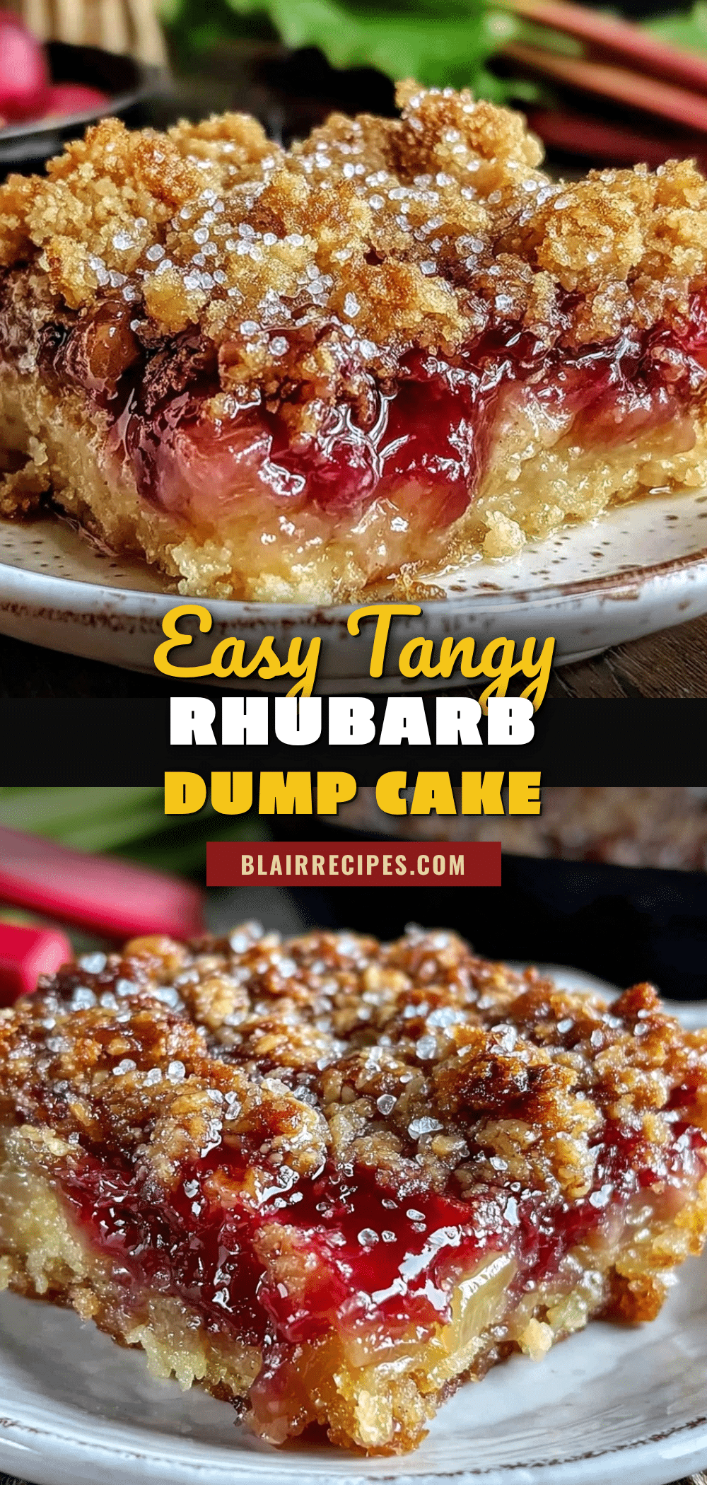 easy tangy rhubarb dump cake recipe