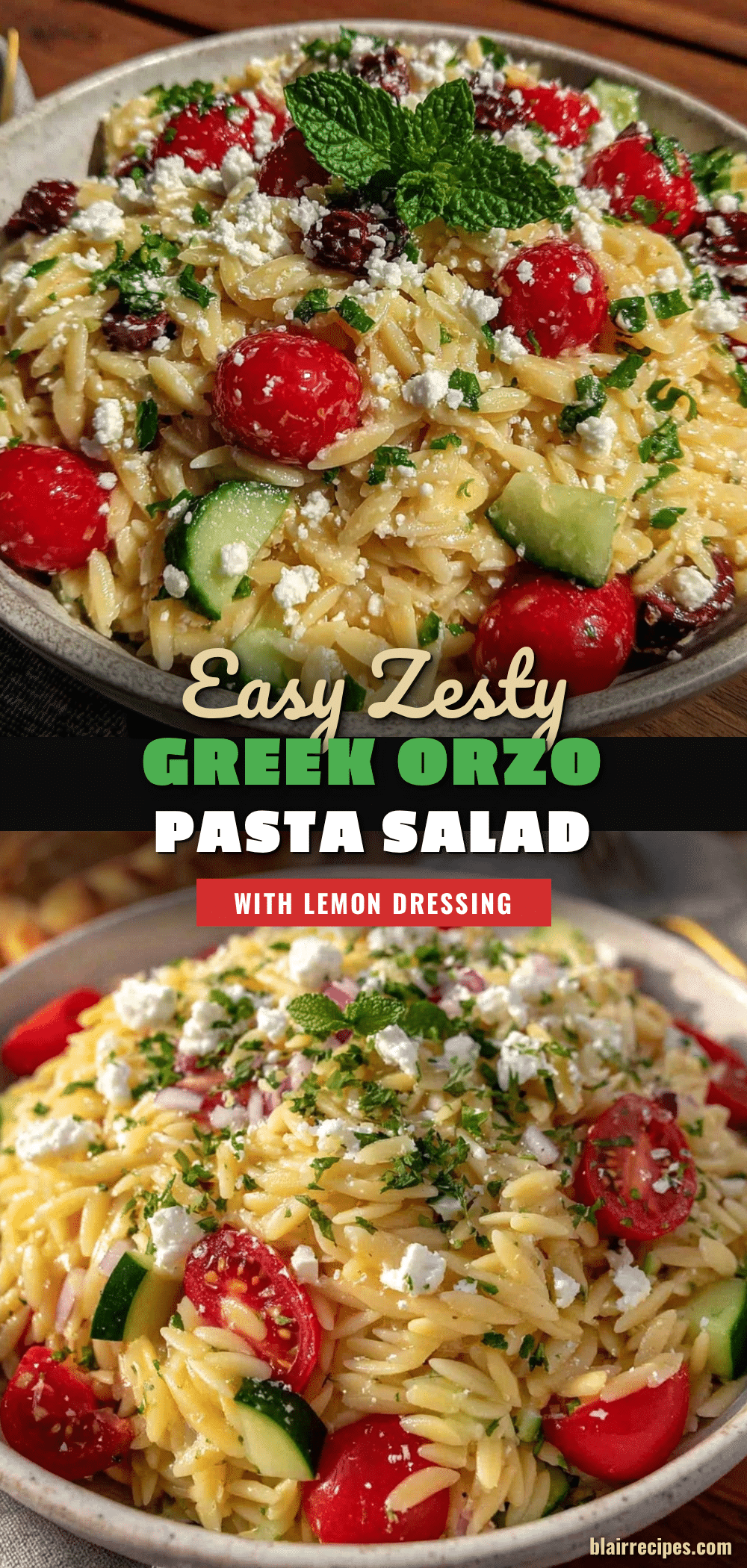 easy zesty greek orzo pasta salad recipe