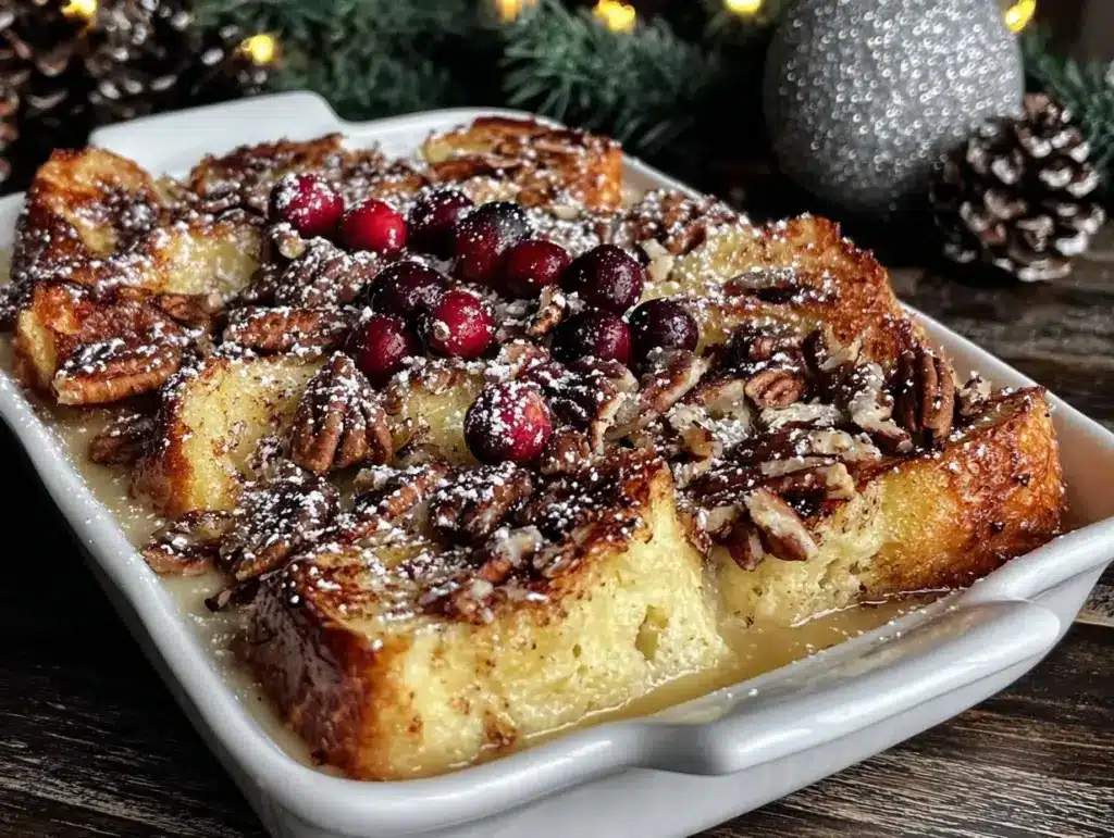 eggnog french toast casserole - featured image