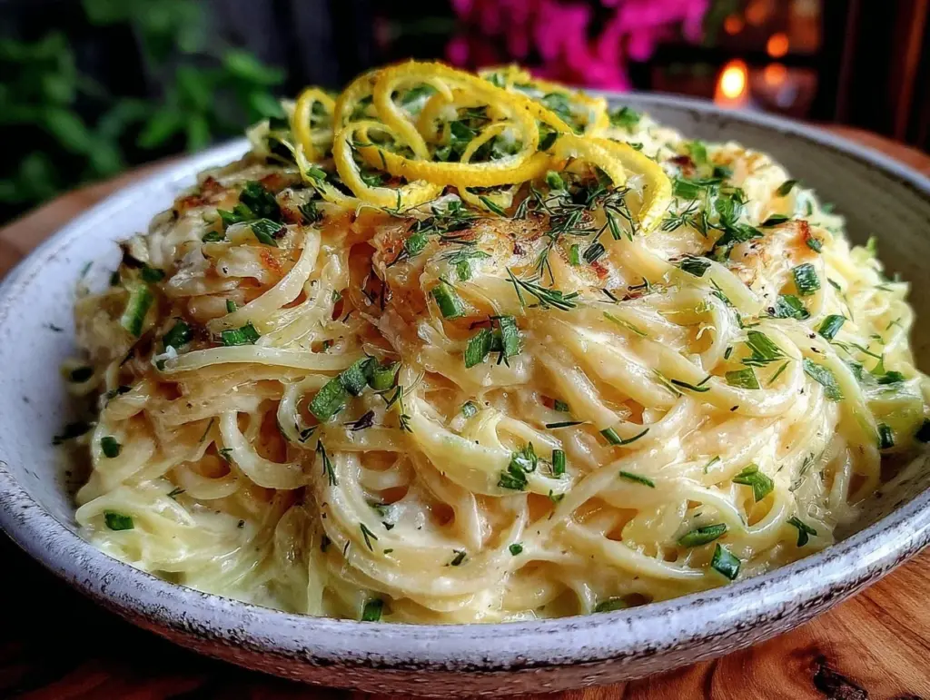 fresh creamy lemon herb pasta - featured image